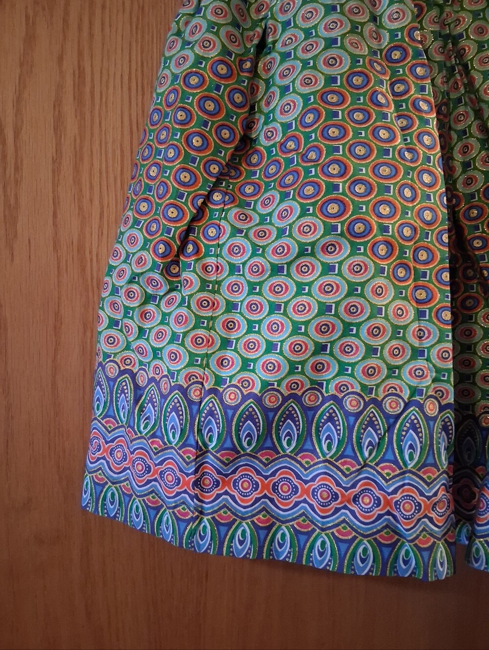 high-waisted African print skirt, vibrant, geometric pattern, No Size Tag - Picture 3 of 8